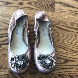 Vera wang embellished metallic flats